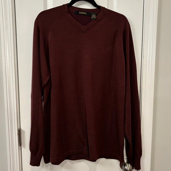 Bachrach Large (L) Burgundy Silk/Nylon V-Neck Sweater - Picture 1 of 3